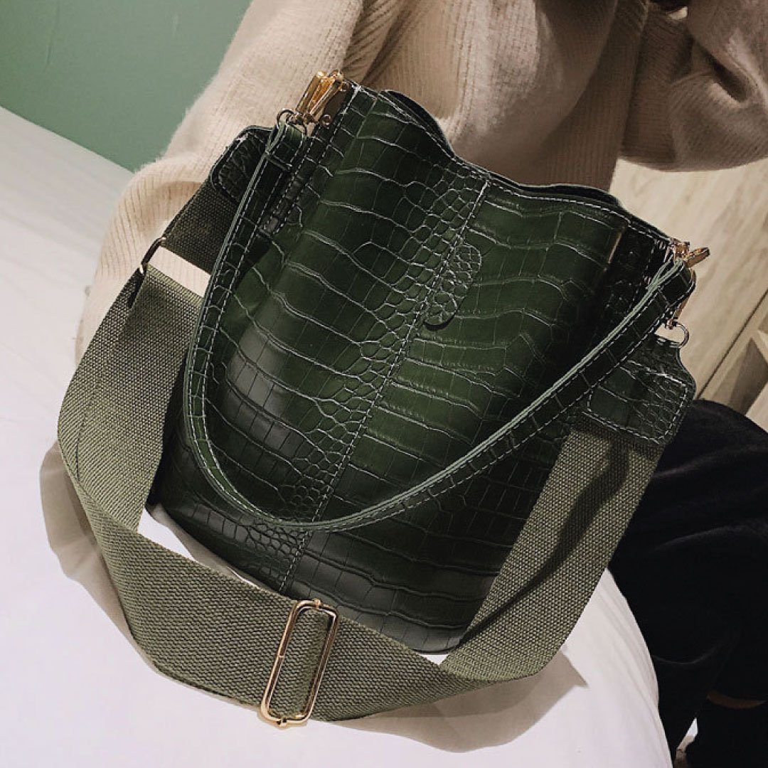 ClaudiaG Blake Shoulder Bag -Olive Croc