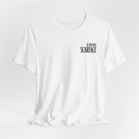 Scarface Unisex Jersey Tee, Retro Movie Fashion, Gift for Film Lovers, Casual Streetwear, Iconic Movie Merch