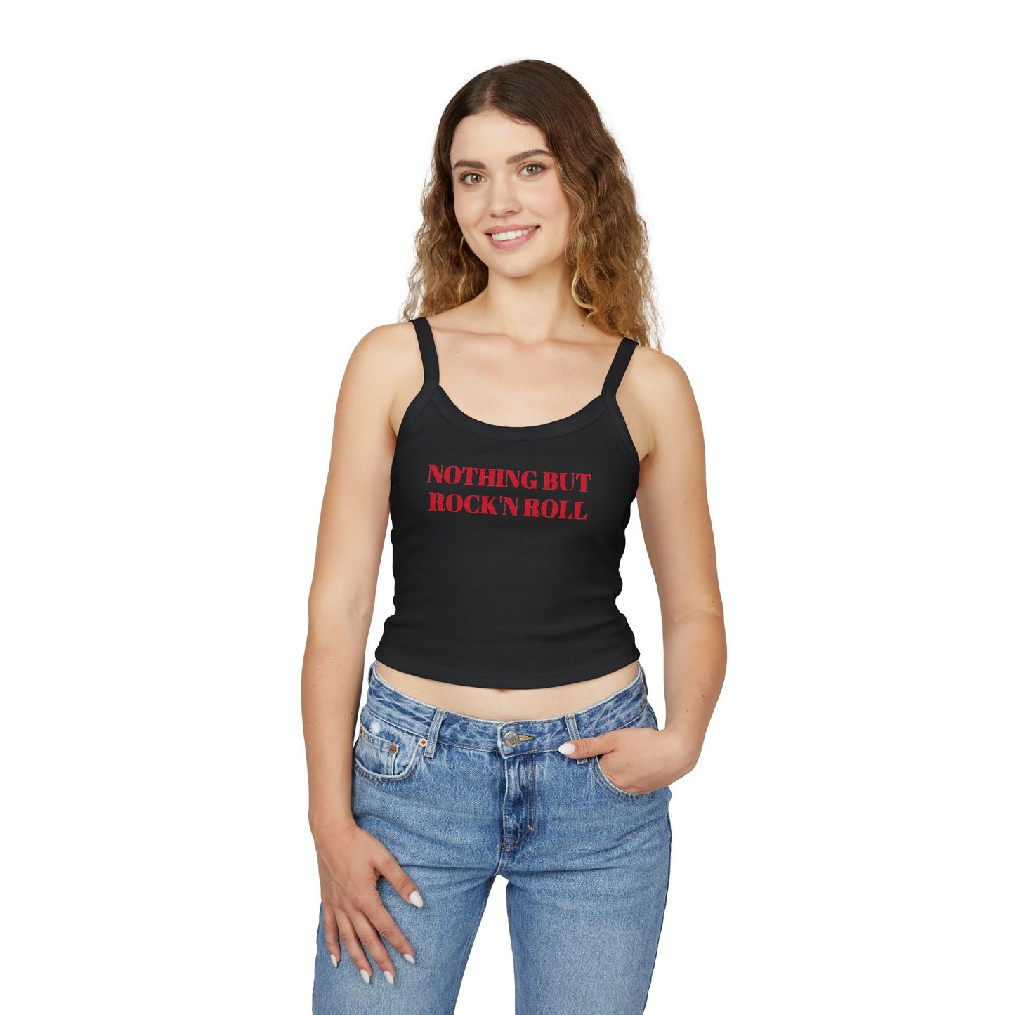 Rock'n Roll Crop Tank - "Nothing But Rock'n Roll" Women's Spaghetti Strap Top
