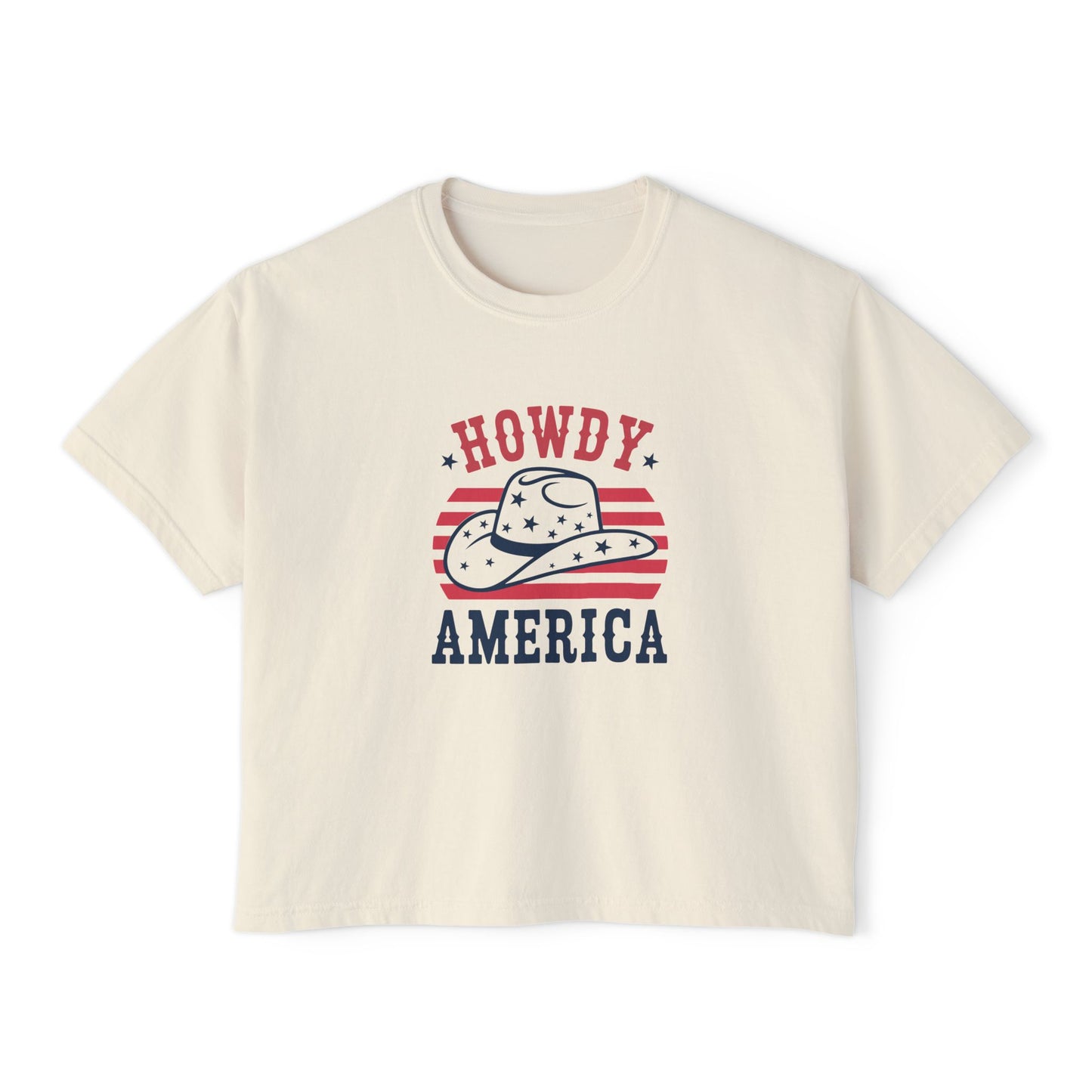 Fourth of July Women's Boxy Tee — Trendy July 4th Howdy America T-Shirt