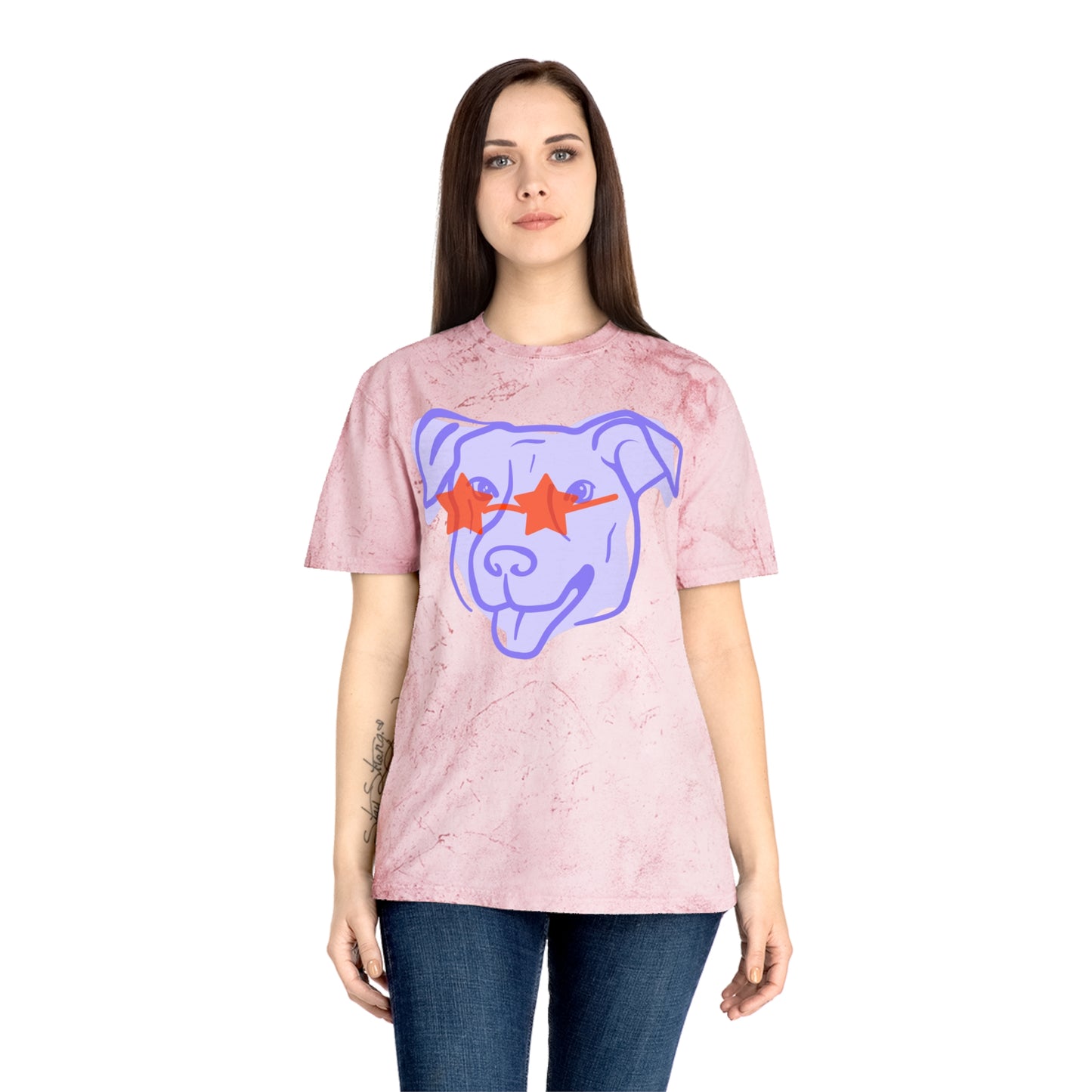 Lavender Tie-Dye Dog Tee with Star Sunglasses