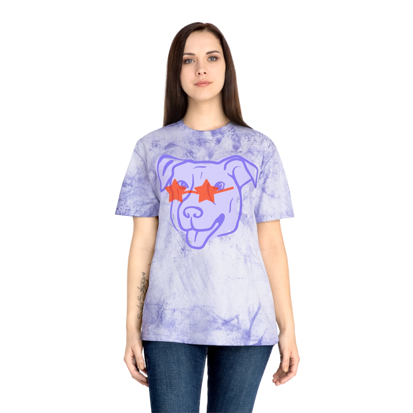 Lavender Tie-Dye Dog Tee with Star Sunglasses