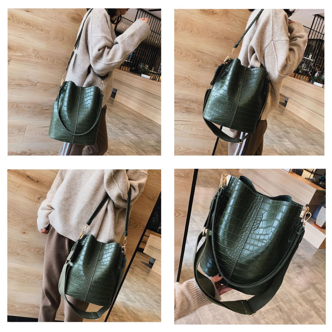 ClaudiaG Blake Shoulder Bag -Olive Croc
