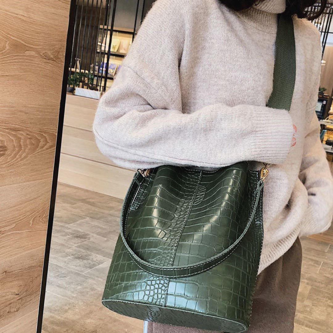 ClaudiaG Blake Shoulder Bag -Olive Croc