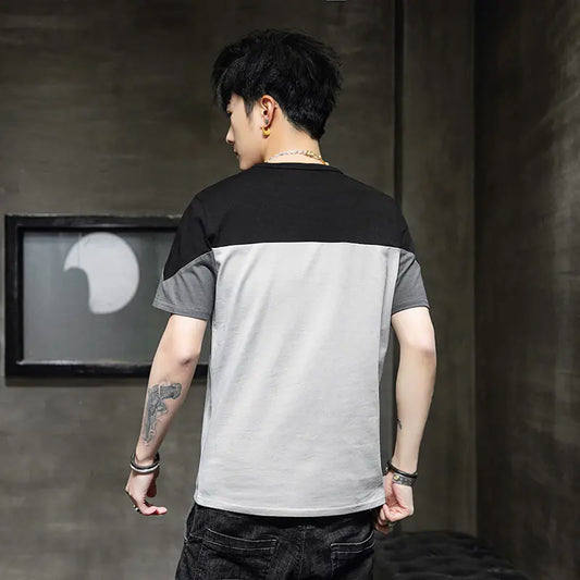 Men's Loose Fit Color Block Short Sleeve T-Shirt